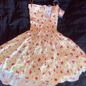 Floral Dress - Yellow and Pink